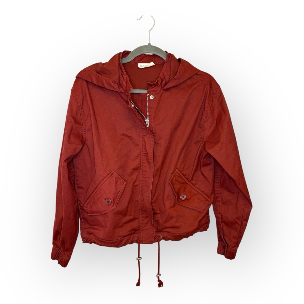 78 & Sunny Red Hooded Utility Rain Jacket Women’s Preppy Small